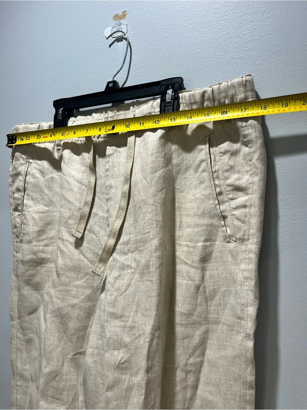 Tasso Elba Island Women's 100% Linen Pants Size L Beige Drawstring Beach  Boho